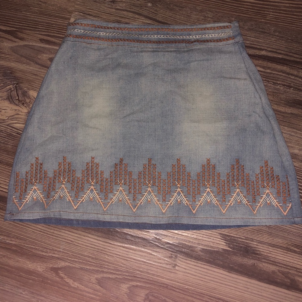 Tribal denim skirt